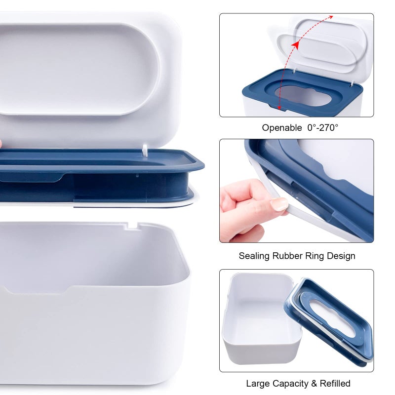 KALYLOC 8Pcs Baby Wipes Dispenser  Reusable Baby Wipe Holder Box and Portable Wet Wipes Pouch  Refillable Wipes Pouch Case Container with Lid for Bathroom Baby Nursery Kitchen Office Travel (Black) - Image 4